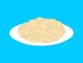 Parboiled rice cereal in plate isolated. Healthy food for breakfast. Vector illustration