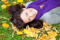 Parc autumn woman Royalty Free Stock Photo