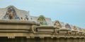 Parc Guell. GaudÃÂ­`s mosaic work on the main terrace. Shoot in the evening in June 2018 Royalty Free Stock Photo