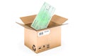 Parcel with bank check, 3D rendering