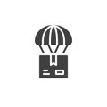 Parcel box with parachute vector icon