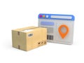 Parcel box and user dashboard with pointer. Tracking app, logistics, delivery concept