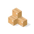 Parcel boxes vector illustration, warehouse parts, cardboard cargo shipment boxes, package paper box flat cartoon