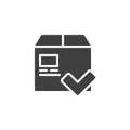 Parcel and check mark vector icon