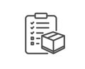 Parcel checklist line icon. Logistics check.