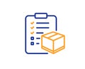 Parcel checklist line icon. Logistics check. Vector