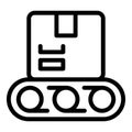 Parcel on conveyor belt icon outline vector. Logistics distribution