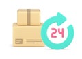 Parcel courier delivery service 24 hours always available order express shipping 3d icon vector Royalty Free Stock Photo