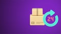 Parcel courier delivery service 24 hours always available order express shipping 3d icon vector Royalty Free Stock Photo