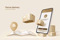 Parcel delivery. Concept for fast delivery service. Vector illustration Royalty Free Stock Photo