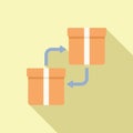 Parcel exchange icon flat vector. Box return