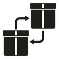 Parcel exchange icon simple vector. Box return