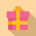 Parcel gift box icon flat vector. Festive item Royalty Free Stock Photo
