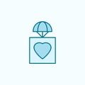 a parcel with a heart field outline icon