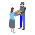 Parcel home delivery icon, isometric style