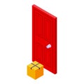 Parcel home door delivery icon isometric vector. Post service