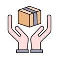 Parcel vector flat color icon Royalty Free Stock Photo