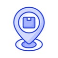 Parcel inside placeholder denoting concept icon of delivery location