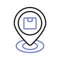Parcel inside placeholder denoting concept icon of delivery location