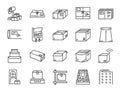Parcel line icon set. Included the icons as package, box, packing, shipping, delivery, mail, bubble wrap, foam pellets and more. Royalty Free Stock Photo
