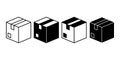 Parcel Package Box Black Icon Bundle for Delivery Royalty Free Stock Photo