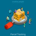 Parcel package delivery order tracking flat 3d isometric vector Royalty Free Stock Photo