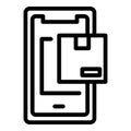 Parcel phone tracking icon outline vector. Maritime port