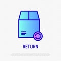 Parcel return: box with arrows thin line icon. Symbol for delivery service. Modern vector illustration Royalty Free Stock Photo