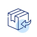 Parcel return service. Goods delivery and order refund. Pixel perfect icon