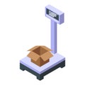 Parcel scales icon isometric vector. Weight box package