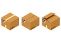 Set of three cardboard boxes. Royalty Free Stock Photo