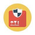 Parcel shield vector flat color icon Royalty Free Stock Photo