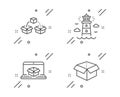 Parcel shipping, Lighthouse and Online delivery icons set. Open box sign. Vector Royalty Free Stock Photo