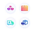 Parcel shipping, Parking garage and Ambulance emergency icons set. Packing boxes sign. Vector Royalty Free Stock Photo