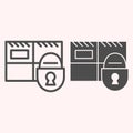 Parcel storage line and glyph icon. Package with padlock, postage safety. Postal service vector design concept, outline Royalty Free Stock Photo