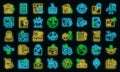 Parcel tracking icons set vector neon Royalty Free Stock Photo