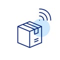Parcel tracking service. Delivery box with tracker. Internet of things in logistics and post. Pixel perfect icon Royalty Free Stock Photo