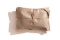 The parcel is wrapped with kraft paper and tied with a rope. Recyclable packaging material, handmade wrapper Royalty Free Stock Photo