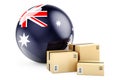 Parcels with Australian flag. Shipping and delivery in Australia, concept. 3D rendering