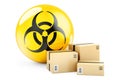 Parcels with biohazard symbol. 3D rendering Royalty Free Stock Photo