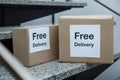 Parcels with stickers Free Delivery on stairs