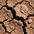 Lighting highlights the depth of the cracks, emphasizing the aridity Royalty Free Stock Photo