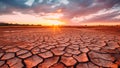 The parched earth with deep cracks form drought. Fissures soil, Generative AI Royalty Free Stock Photo