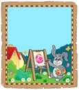 Parchment with Easter bunny painter Royalty Free Stock Photo