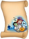 Parchment with Halloween characters