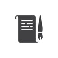 Parchment paper and a quill vector icon