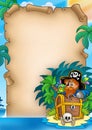 Parchment with pirate on island