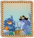 Parchment with pirate shark 2 Royalty Free Stock Photo
