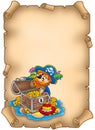 Parchment with pirate and treasure