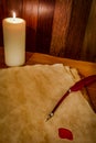 Parchment with wax seal and candle